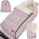 Kidiz® Babyfußsack Baby Fußsack Winterfußsack Babyschale mit Reißverschluss Kuschelsack Babydecke Kinderwagen waschbar verschließbarer Kopfteil,Tasche, passend für alle Kinderwagen, Rosé Gold