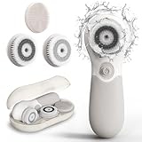 Gesichtsbürste mit 3 Aufsätzen & 2 Geschwindigkeiten - Tiefenreinigung & Peeling - Für alle Hauttypen - Inkl. Silikonaufsatz & Reiseetui - Plastikfrei verpackt Elektrische Gesichtsreinigungsbürste