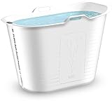 FLINQ Bath Bucket Premium Weiß - Mobile Badewanne mit Thermometer - Badewanne für Erwachsene XL und Kinder - Badewanne Outdoor - Tragbare Plastikbadewanne für Dusche - für Drinnen und Draußen