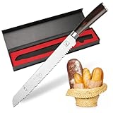 imarku Brotmesser, 25CM Gestochen Scharf brotmesser mit Wellenschliff aus Deutsch Hochgekohltem Edelstahl und Pakkaholz Griff, Premium Qualität Bread Knife für verschiedene Brotsorten