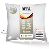 BEFA NATUR Made in Germany Federkissen 80x80 cm aus 100% Federn, Allergiker geeignet (Nomite), Öko-Text 100 Klasse 1 Zertifiziert, EN Standart 12934, Downpass