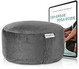 NAJATO Sports Yogakissen – Meditationskissen inkl. E-Book (PDF Datei) – Rundes Yoga Kissen mit Buchweizenschalen-Füllung – 30 cm Durchmesser, 14 cm hoch – Waschbarer Bezug aus Samt