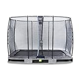 EXIT Toys Elegant Inground-Trampolin - 214x366cm - Rechteckiges Bodentrampolin Outdoor für Kinder - Sicherer Einstieg - Stabiler & Robuster Rahmen - mit Anker-Set - mit Foot Protection System - Grau