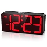 Ankilo Digitaler Wecker mit LED Display, Batteriebetriebener Reisewecker mit Doppelalarm, 3 Helligkeits- & Lautstärkestufen, Snooze, 12/24Std & DST, Großzahlen-Design für Schlafzimmer, Büro & Reise