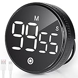 Czemo Küchentimer Eieruhr USB Digitaler Kochtimer magnetischer Timer Countup Countdown Timer mit Faltbarer Ständer LED Display für Küche Klassenzimmer Meeting Fitness Salon (Schwarz)