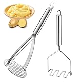 HUDDU 2 Stück Kartoffelstampfer Edelstahl Lang 27,5 cm, Kartoffel Stampfer Handstampfer Küchenstampfer Spülmaschinenfest Gemüsestampfer für Kartoffel, Obstsäfte, Gemüsebrei, Püree