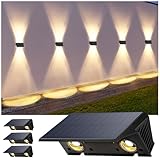 IIRARA wandleuchte solar außen solar wandleuchte aussen solarlampen Nach Oben und Unten Beleuchtet 4 LEDs IP67 Wasserdichte Solarleuchte für Garten Balkon Terrasse Treppen Warmweiß 4er