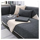 CJJZFO Sofa Überzug Weiche Chenille Sofabezug: Hund Katze Sofaschoner Anti Rutsch Vintage Couch Überzug für U Form L Form Sektionssofa für 1 2 3 4 Sitzer Sofa (Dunkelgrau, 90 * 160cm)