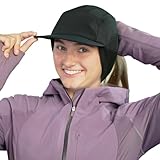 TrailHeads Regenhut für Damen - Winterhut für Pferdeschwanz - wasserdichte Outdoorhüte für Damen zum Laufen Wandern - Storm Runner, schwarz / weiß, One size