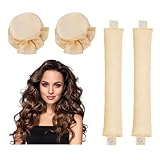 FURREN 4 Stück Hitzefreie Lockenwickler Locken Ohne Hitze Overnight Curls Hair Curler No Heatless Curls Headband Haarband Locken über Nacht Lockennudel Lange Haare Lockenband Haarnudel -Gelb