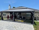 PURPLE LEAF Hardtop Pavillon 3.65 x 7.32 m Wasserdicht Stabil Winterfest Gartenpavillon mit Festem Dach Alu Pavillon mit Seitenwänden für Carport, Hellgrau