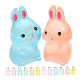 JOINPAYA 24 Stück Mini Harz Kaninchen Figuren Leuchtende Dekoration für Miniaturgärten Kuchen und Party Süße Hasenstatuen für Fröhliche im Außenbereich