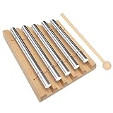 Glockenspiel,Klangspiel und Gong Set mit Holzschlägel - 5 Ton Klangstab Chime Xylophon für Musikalische Früherziehung, Geschenk, Klanghölzer Lehrer, Yoga und Meditation