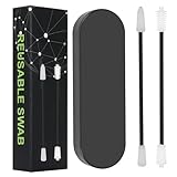 Welsberg 2 Stück Wattestäbchen Wiederverwendbare Silikonstäbchen Beidseitig Umweltfreundliche Cotton Buds Ohrreinigungsstäbchen Kosmetikstäbchen mit Aufbewahrungsbox