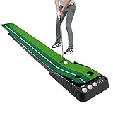 Asgens Golf Putting Trainer (3 Bälle frei), zweifarbige Grasgolfmatte mit kugelverdickter Rücklaufbahn und automatischer Funktion. Übung drinnen und draußen für Anfänger und Amateure