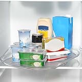 ZKXMCL Drehteller-Organisator für Kühlschrank, 15,67'' Clear Rectangular Fridge Organizer Storage, mit Herz Basis langlebig Kühlschrank Organisatoren, für Schrank, Tisch, Speisekammer, Küche