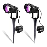 BOSITE 2er Schwarzlicht Strahler,UV Schwarzlichtlampe,LED Gartenstrahler UV mit 1.5M Kabel IP66 Wasserdicht Schwarzlicht Außen,UV Lampe für Glow Party,Halloween,Leuchtreklame,Landschaftliche,Bühne