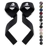 Fitgriff® Zughilfen (gepolstert) für Krafttraining, Bodybuilding, Fitness - Kreuzheben Gurte - Lifting Straps - für Frauen und Männer (Black Original)