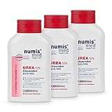 numis med Körpermilch mit 10% Urea - Hautberuhigende Bodylotion für extrem trockene, zu Juckreiz neigende Haut - vegane Hautpflege ohne Silikone, Parabene & Mineralöl - Lotion 3er Pack (3x 300 ml)