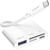 JSAUX USB C SD Kartenleser mit USB 3.0 Port & Ladeanschluss | 4-in-1 Micro SD Card Reader | Kompatibel mit iPhone 15/15 Pro Max/ 15 Pro/15 Plus, iPad Pro, MacBook Pro/Air, Galaxy S8 auf S23