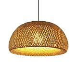 GZSLKSCD Kuppel-Boho-Pendelleuchte, handgefertigter Lampenschirm, Korbleuchte, Deckenhalterung, Vintage-Industrie-Deckenleuchte, Pastoral-Stil, Lichtabdeckung, japanische Laterne