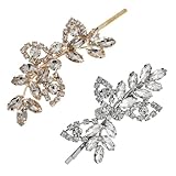 JSKWIKE 2 Pcs Haarschmuck Hochzeit Strass Haarspangen Haarnadeln Strass Blume Hochzeit Kopfbedeckung Silber Haarklammer Hochzeit Ausgefallene Braut Brautjungfer Haarschmuck für Frauen und Mädchen