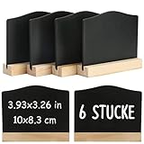 DONQL 6Pcs Mini Kreidetafel mit Ständer, Kleine Tafel Holzschilder zum Beschriften, Mini Tafel Set,Tischkarten Preisschilder Platzkarten Kreidetafel Aufsteller für Hochzeit,Geburtstag usw. (Wellig)