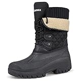 Knixmax Outdoor Winterstiefel Damen Warm Gefütterte Schneestiefel Winterschuhe mit wasserdichtem Obermaterial und rutschfesten Sohlen Geeignet für die Schneesaison im Winter Schwarz EU38