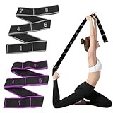 2 Stück Yoga Stretch Gurt, Stretching Band 8 Schleifen, Grau Resistance Bands, Fitnessband mit Schlaufen, Verstellbares Widerstandsbänder für Yoga, Tanztraining, Fitness, Pilates Sport