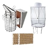 HunterBee Imkerei-Werkzeug-Set,Bienenstock-Räucher,Imker-Zubehör für Imkereibedarf,Bienenzuchtwerkzeug Starterset,Smoker Bienen,imkerhut mit Schleier