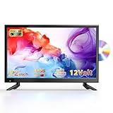 DESOBRY Neue Upgrades 22 Zoll Kleiner Fernseher 1080P Integriertem DVD-Player, Mini TV DVB-T2-Tuner, mit Antenne, HDMI/USB Eingang 12V TV-DVD-Kombination für Wohnmobile, Küchen und kleine Räume