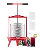 VEVOR Obstweinpresse Obstmühle Apfelmühle (14 L), Edelstahlkorb mit dreieckiger Struktur, manueller Entsafter, manuelles Mahlwerk, Apfelweinpresse Traubenpresse mit T-Griff für Küche Zuhause