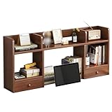 Schreibtisch-Bücherregal aus Holz, 3 Etagen, Bücherregal mit 5 Regalen, stilvolles Aufbewahrungsregal für Heimbüro und Wohnheim, perfekt für Computertische und Display-Bedürfnisse