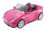 Barbie-Puppe und Auto, Barbie-Auto in glänzendem Pink, Cabrio-Auto mit schwarzem Innenraum, Sicherheitsgurte, ohne Barbie-Puppe, Geschenk für Kinder, Spielzeug ab 3 Jahre,DVX59