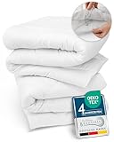 4 Jahreszeiten Bettdecke 155x220 cm Allergiker Bettdecke – 2 Bettdecken 1x Leichte Sommerdecke & 1x Winterdecke mit Druckknöpfen Ultrasonic-Veredelung & Temperaturausgleichend – BeauNuit FS
