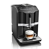 Siemens Kaffeevollautomat EQ.300 TI351509DE, für viele Kaffeespezialitäten, Milchaufschäumer, Keramikmahlwerk, OneTouch-Funktion, Heißwasserfunktion, Antikalk, automatische Reinigung, 1300 W, schwarz