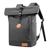 BANGE Roll-Top-Rucksack für 39,6 cm (15,6 Zoll) Laptop-Rucksack für Männer und Frauen, Reise-Handgepäck-Rucksack, Kabinengröße für Flugzeuge, schwarz, groß, Schwarz, XL