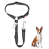 Lxtness Hundegurt fürs Auto, Verstellbarer Anschnallgurt Hund Auto mit Kopfstütze, Universalschnalle und einstellbarem, Elastischer Hunde Anschnallgurt für Kleine Hunde, Mittelgroße Welpen-schwa