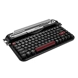 AJAZZ AF84 Kabellose Schreibmaschinentastatur, Süßes Retro-Design mit Integriertem Ständer, Runde Retro-Tastenkappen, 2,4GHz Kabellos/Bluetooth für Tablet/PC/Mac (Schwarz)