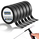 Taiyeestar 6 Rollen Isolierband à 20 m, Isolierband Schwarz Wasserdicht, Electrical Tape zum Schutz, Bündeln und Reparieren von Kabeln, 15mm x 20 m
