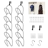LINFIDITE 10 Stück Cap Halter Tür Hut Racks, Baseball Cap Halterung Schrank hängende Einstellbare Huthalter,für Schals Handtaschen Handtücher Kleidung Krawatten mit Haken zum Aufhängen, schwarz