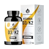 Kräuterland Vitamin D3 + K2 Depot (All Trans MK7) - 180 Tabletten, hochdosiert & ohne Zusatzstoffe – 125 µg (5000 I.E.) D3 + 100 µg K2 – Premium-Qualität made in Germany, 1 Tablette alle 5 Tage