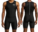 Wixen Herren Performance Triathlon-Anzug, ärmellos, Tri-Anzug, gepolstert, schnell trocknend, Laufen, Schwimmen, Fahrrad, Schwarz, L