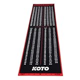 KOTO - Carpet Checkout Rot, 237x60cm Dartmatte, Schutz Bodens und Dartpfeile, Mit Score-Indikation + Oche, Rechenhilfe Macht Rechnen Einfacher