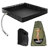 Nuiorfty Tragbare Duschwanne 41 x 41 x 5 Zoll tragbare Duschwanne mit Abflussrohr und Klemme Faltbare PVC-Basis für Camping R