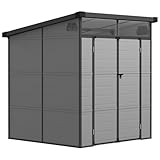 Outsunny Gerätehaus Kunststoff 3,24m³ 190x191x215cm Geräteschuppen mit Pultdach, Abschließbarer Tür, wetterfest Gartenhaus, Outdoor Garten Schuppen Schrank für Hinterhof, Außenbereich, Hellgrau