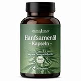 Bio Hanfsamenöl kaltgepresst in veganen Kapseln - 2880mg pro Tag - Hochdosiert - pflanzliche Quelle für Omega 3-6-9 - Alternative zu Tropfen