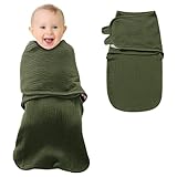 AVCXEC Pucksack Baby 3-6 Monate, Baby Schlafsäcke Neugeborene, Bio-Baumwolle, Baby Swaddle Einstellbare Breitere Klettverschluss Jungen Mädchen, Neugeborene Wickeltuch (Grün, M)