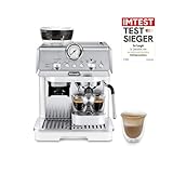 De'Longhi Siebträgermaschine La Specialista Arte EC9155.W, Espressomaschine mit Mahlwerk, 8 Mahlgrade, 15 Bar, 3 Temperaturen, Milchschaumdüse, 1550W, 1,7L Tank, Weiß inkl. Barista-Kit
