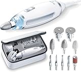 Beurer MP 62 Maniküre-/ Pediküre-Set, elektrische Nagelfeile mit 10 hochwertigen Nagelpflege-Aufsätzen, LED Licht, Nagelfräser mit stufenloser Geschwindigkeitsregelung, mit Aufbewahrungstasche, Weiß